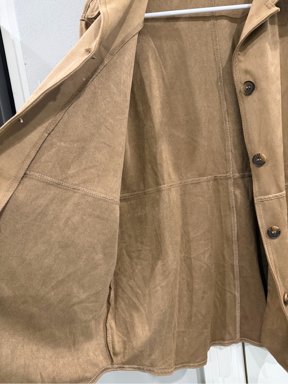 H&M Women's Suede feel Button-Front lightweight jacket - Tan Sz S - Picture 6 of 7